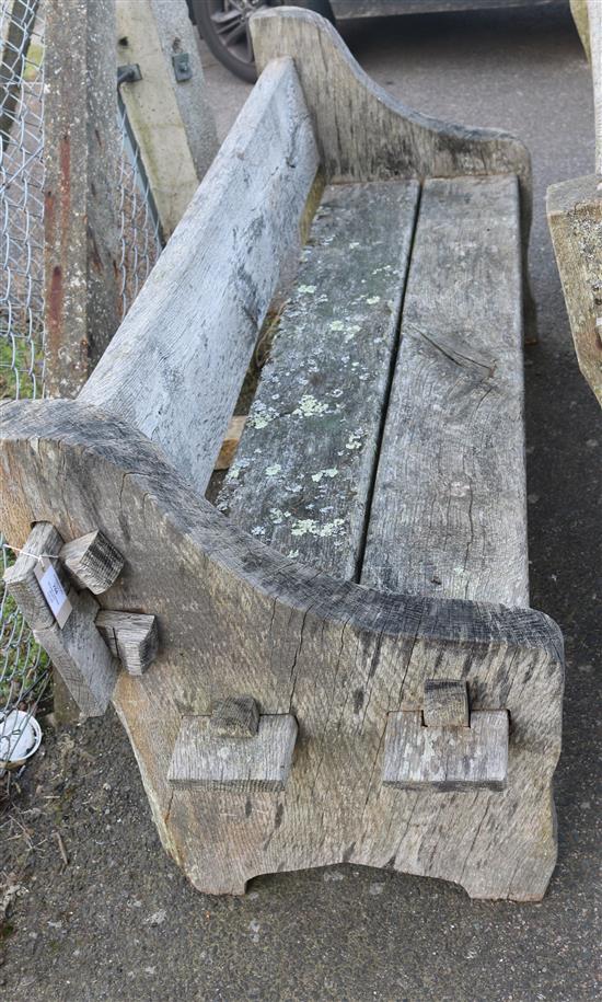 An oak garden bench